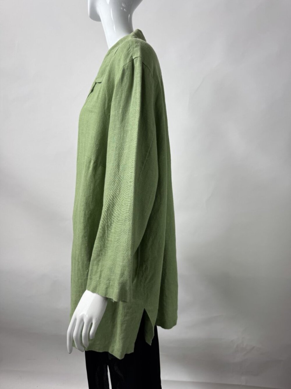 Harvé Benard Womens Plus Size 22W Green 100% Linen Button-Down Shirt Made In Ukr - Picture 6 of 16